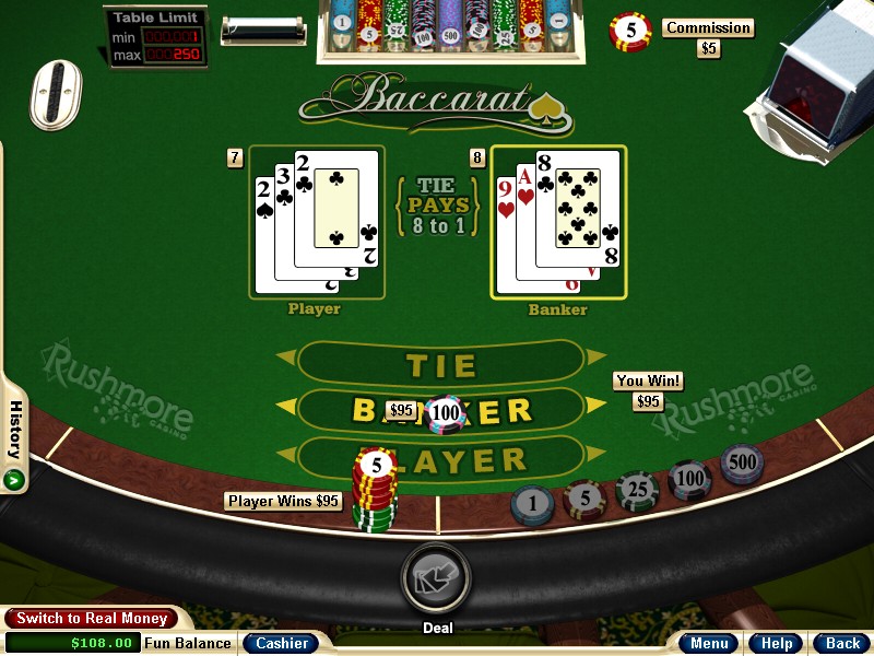 Baccarat at Rushmore Casino